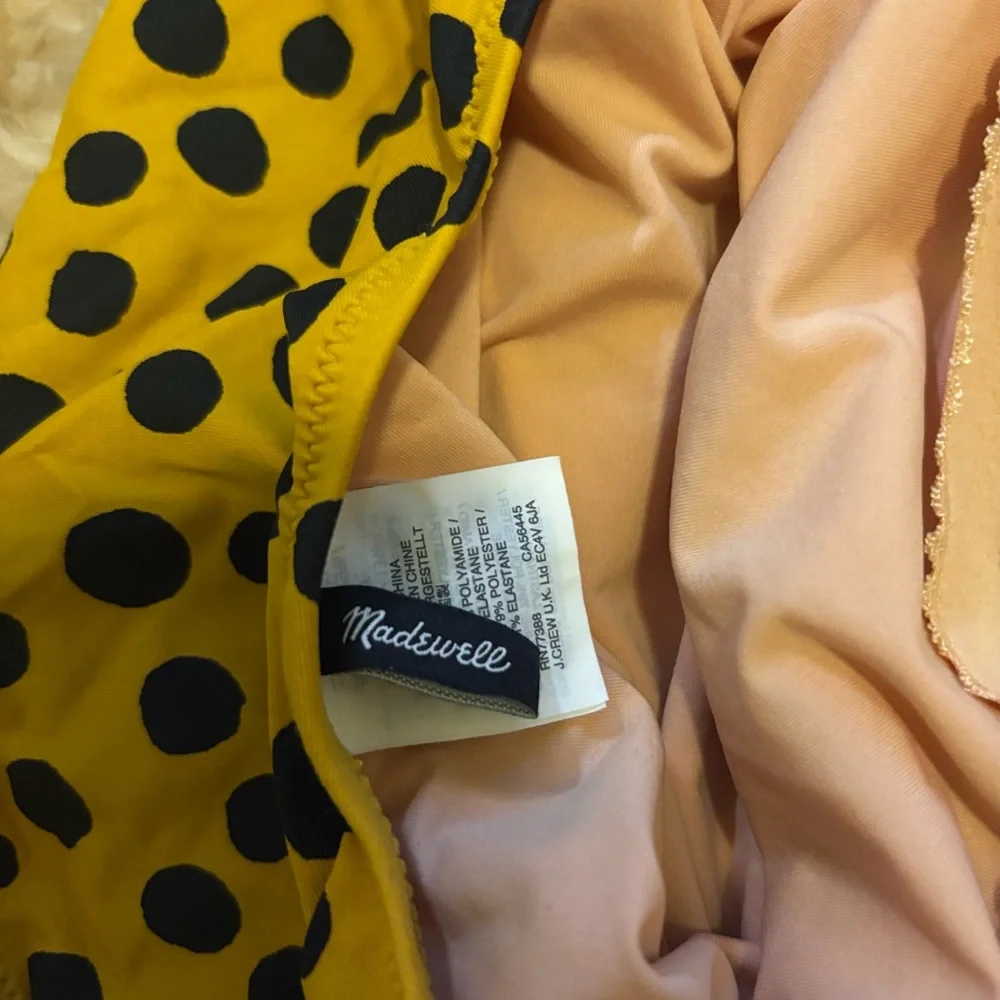 Madewell Yellow and Black Polka Dot Swimsuit - Picture 3 of 4
